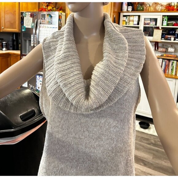 Soft Surroundings Cowl Neck Sleeveless Sweater Tunic Metallic Knit Gray Plus Siz - Picture 2 of 7